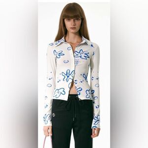 Button Down Hippie Flower Shirt Open Product Size 2